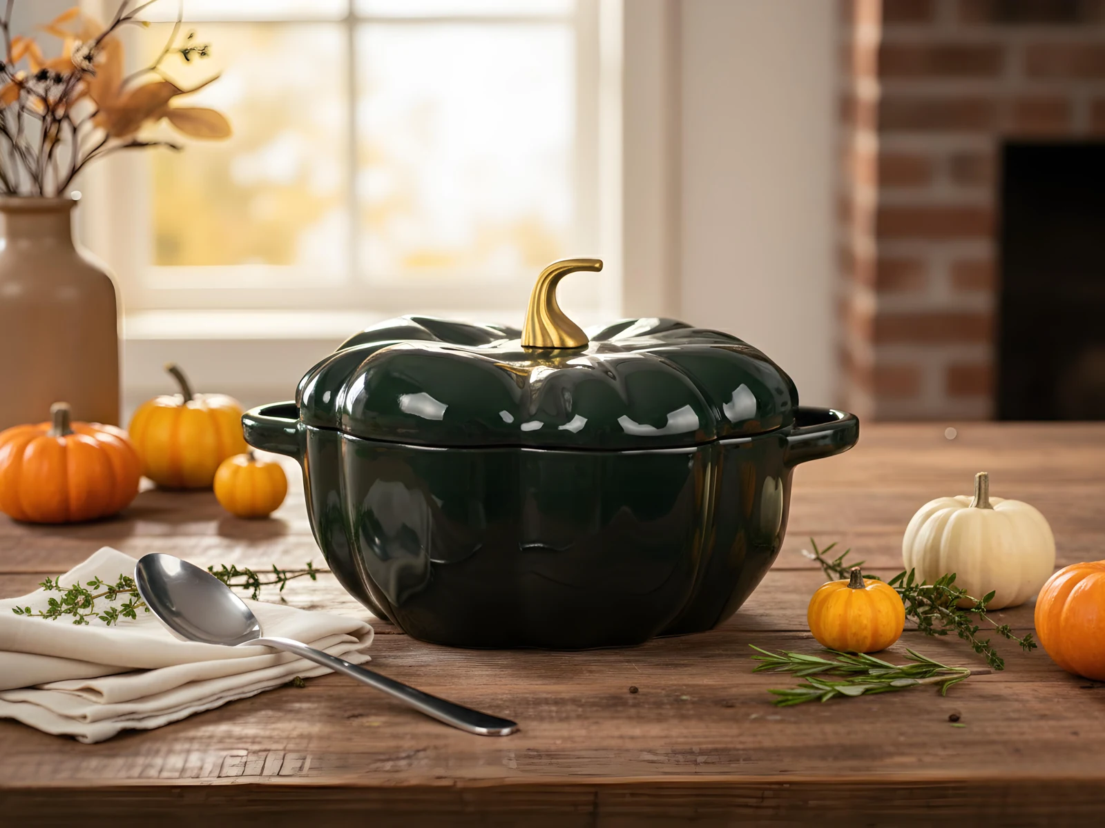 UAKEEN green cookware in a warm kitchen setting